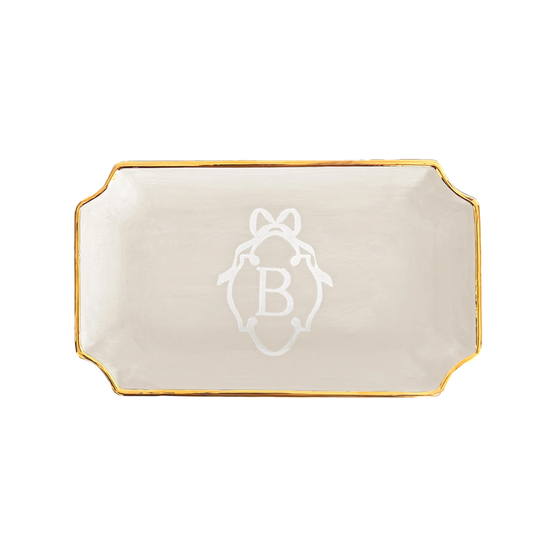 Bow Monogram Trays with 22K Gold Accent - Image 8