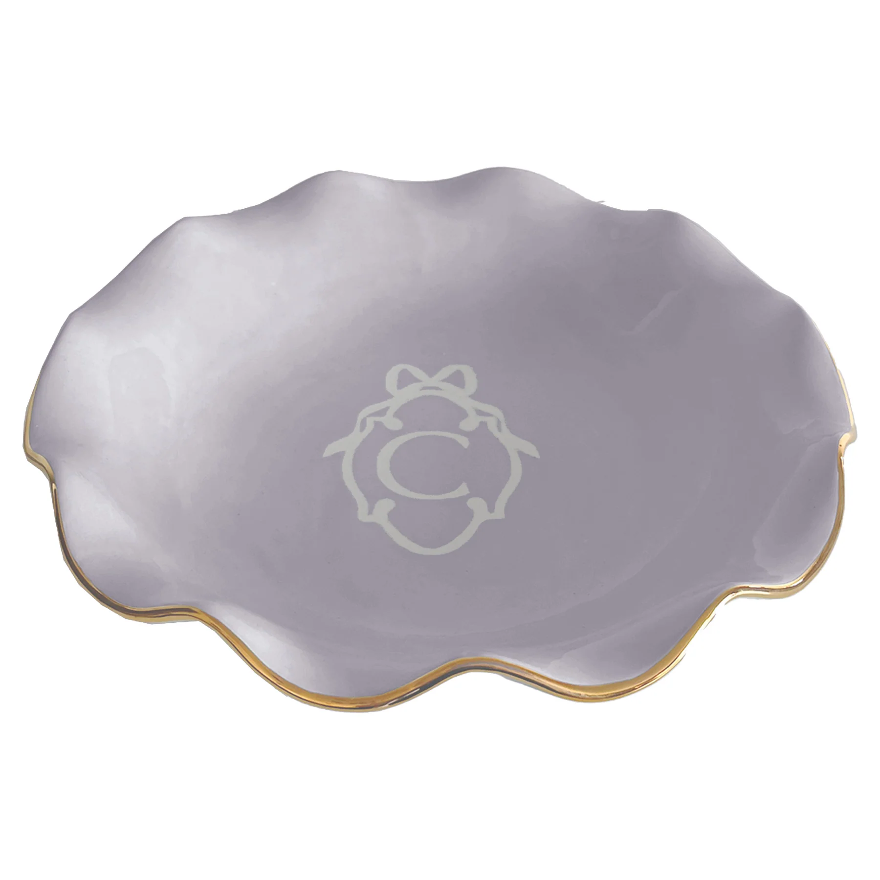 Bow Monogram Large Scalloped Bowl with 22K Gold Accent - Image 11