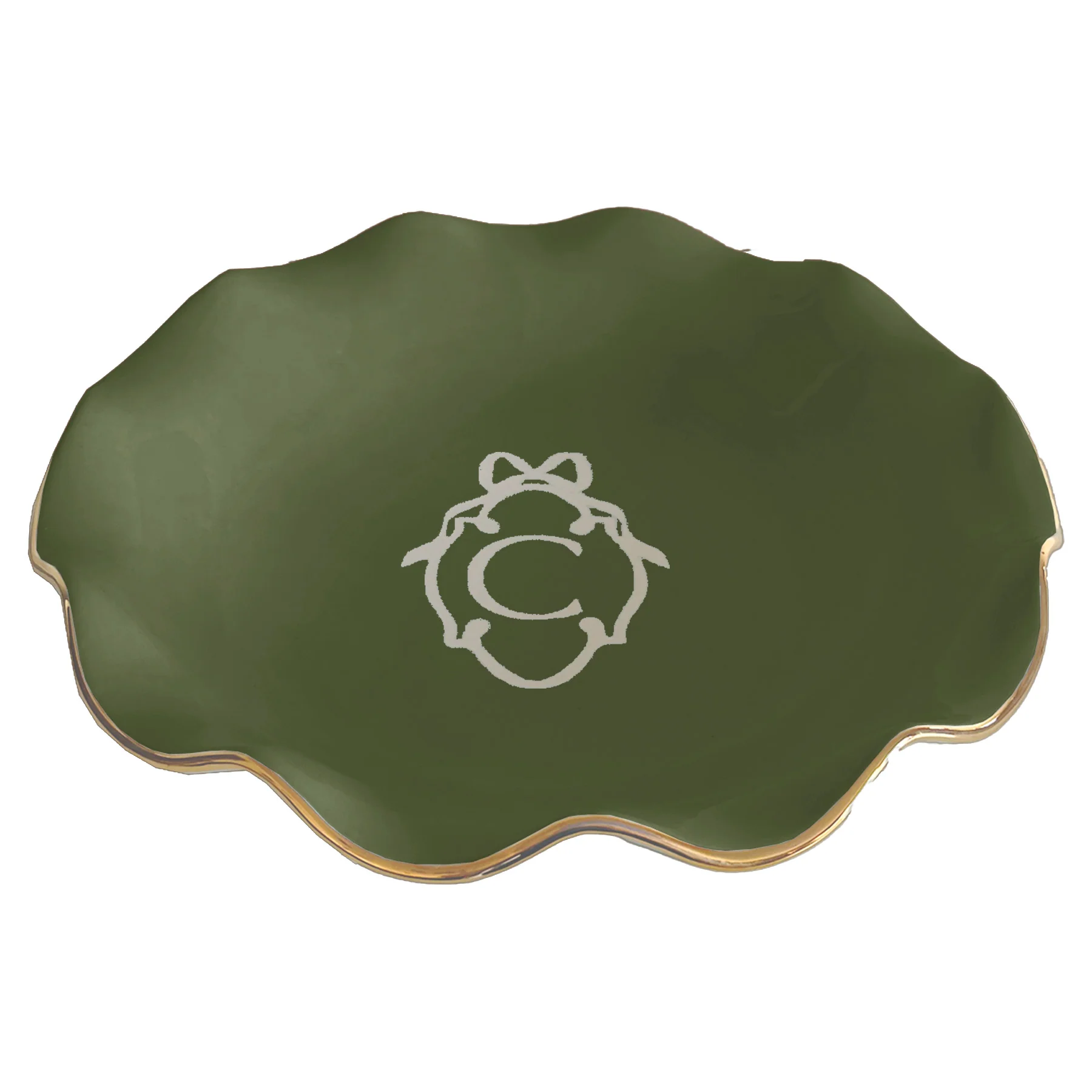 Bow Monogram Large Scalloped Bowl with 22K Gold Accent - Image 12