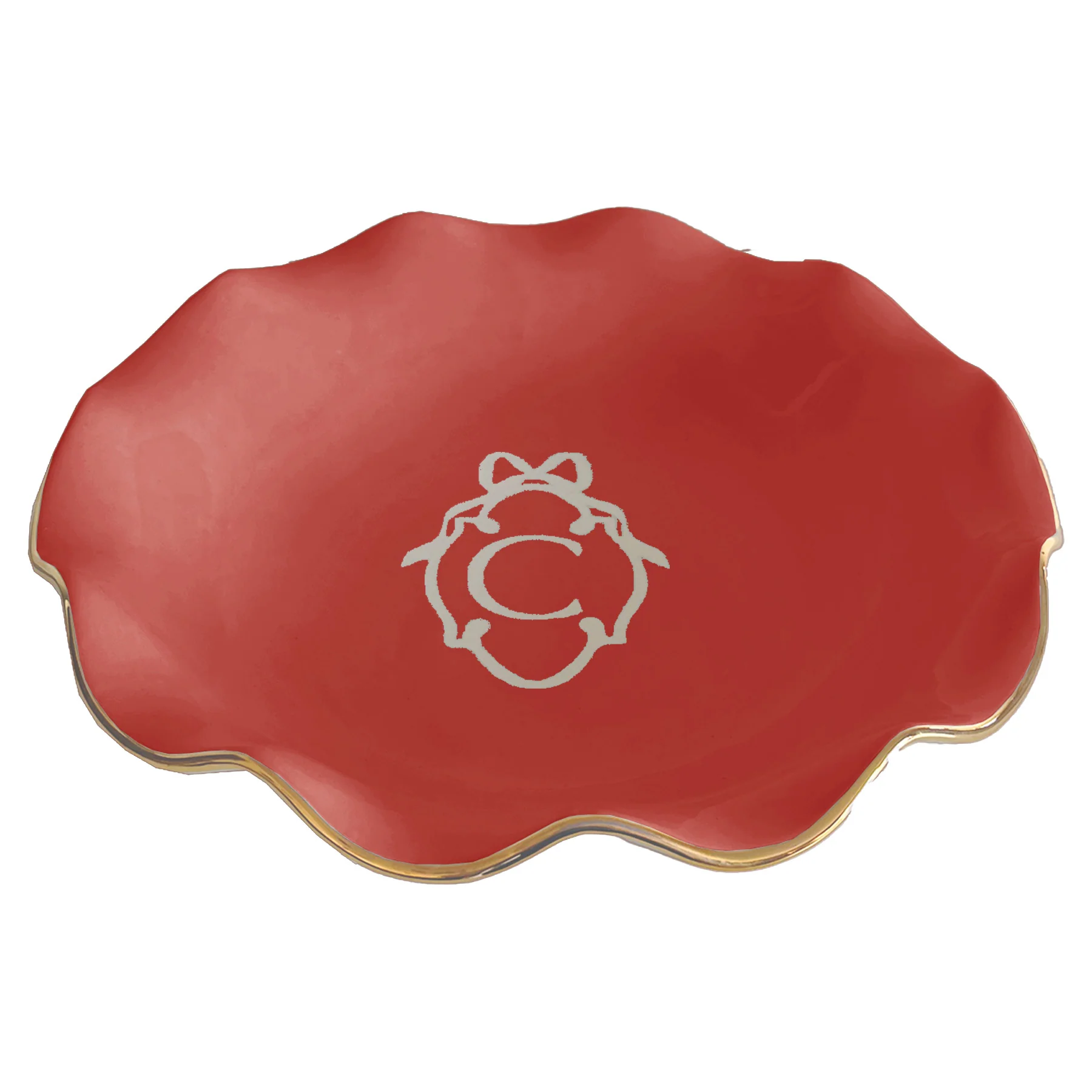 Bow Monogram Large Scalloped Bowl with 22K Gold Accent - Image 14