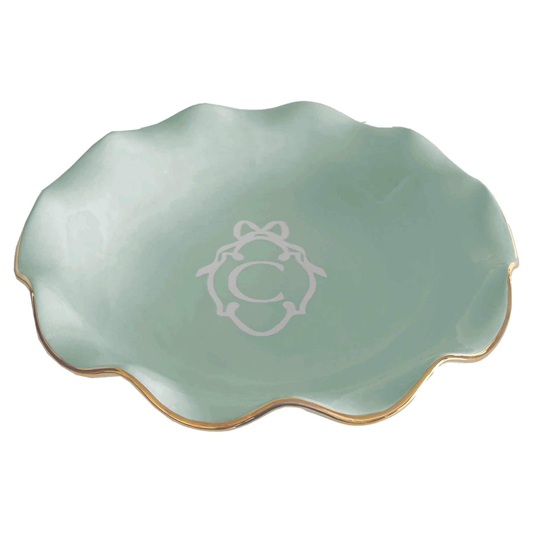 Bow Monogram Large Scalloped Bowl with 22K Gold Accent - Image 17