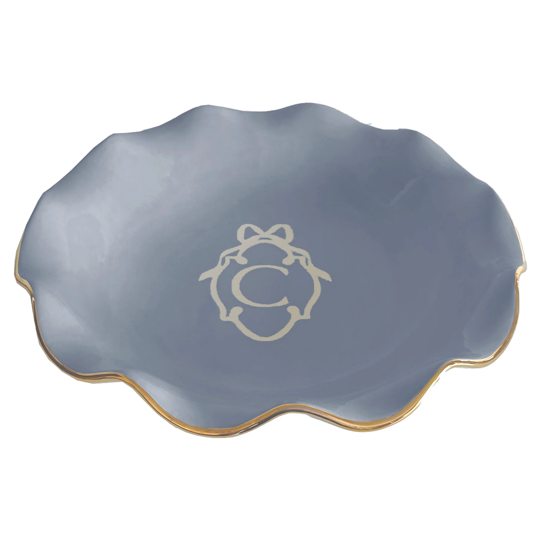 Bow Monogram Large Scalloped Bowl with 22K Gold Accent - Image 18