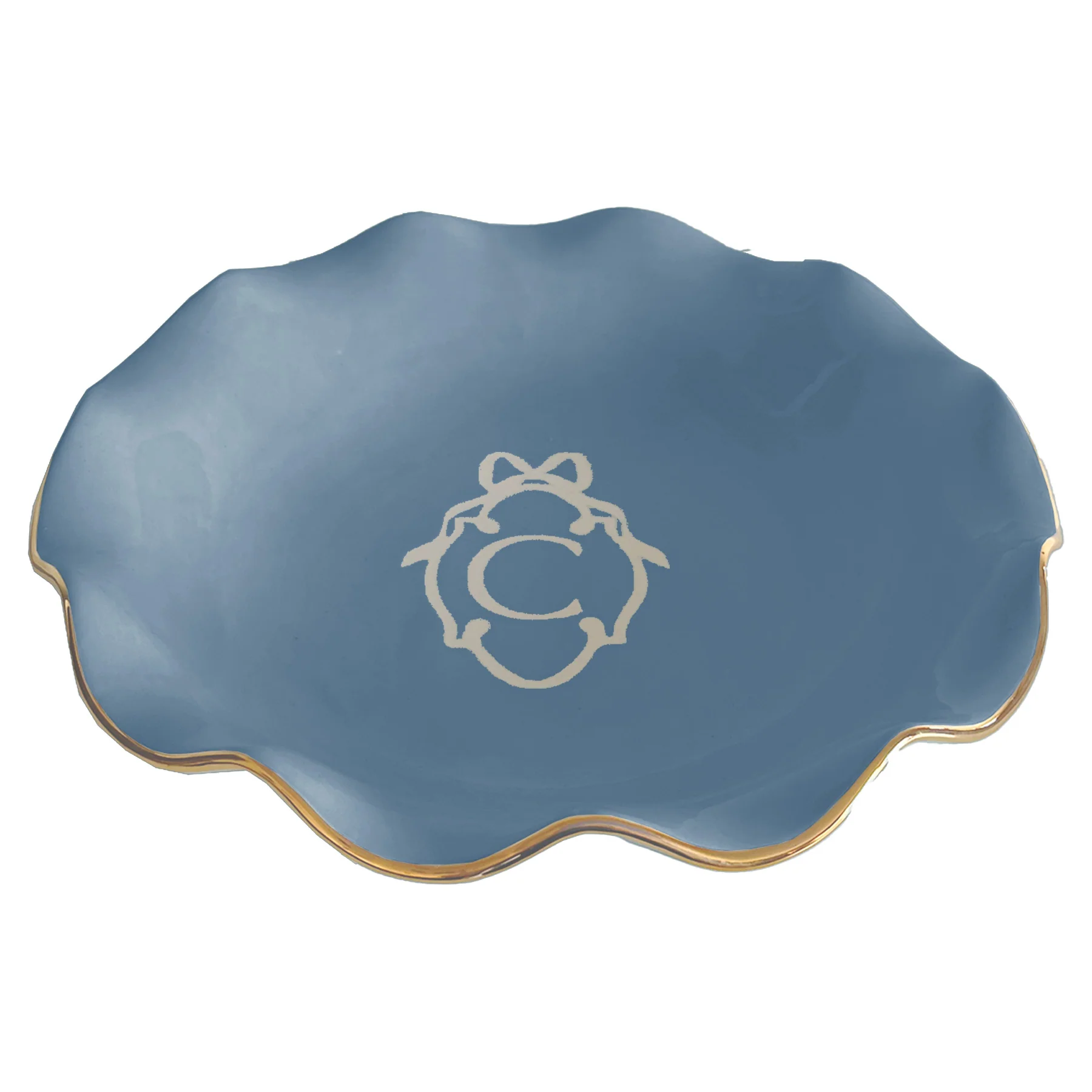 Bow Monogram Large Scalloped Bowl with 22K Gold Accent - Image 6