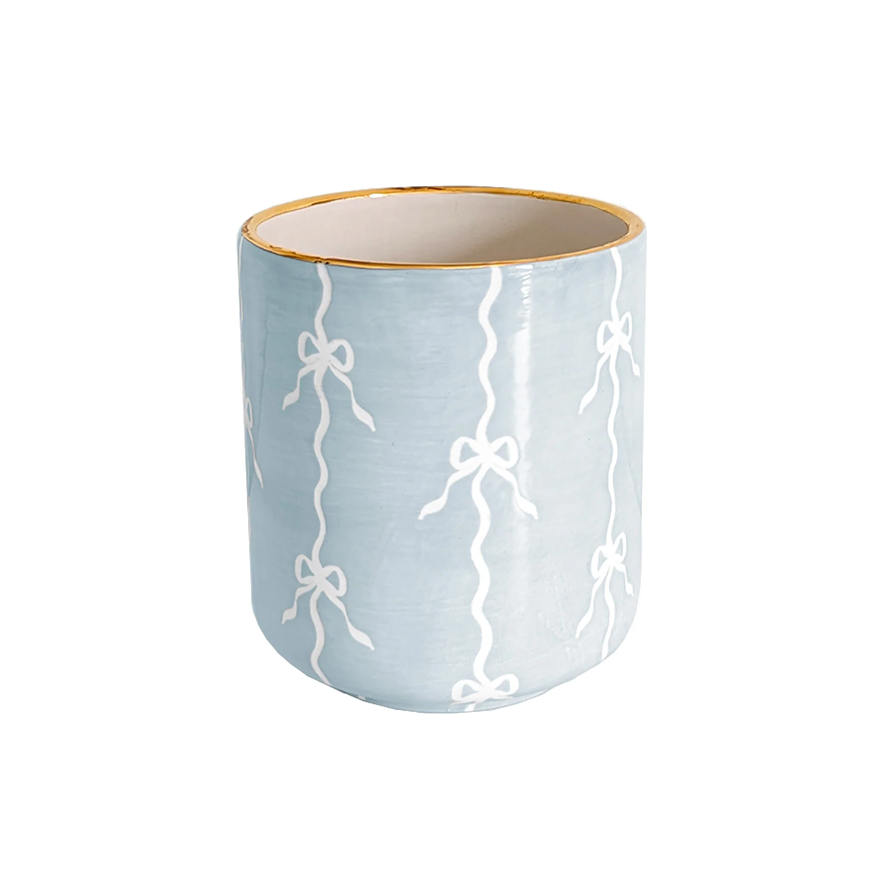 Bow Stripe Vase with 22K Gold Accent - Image 10
