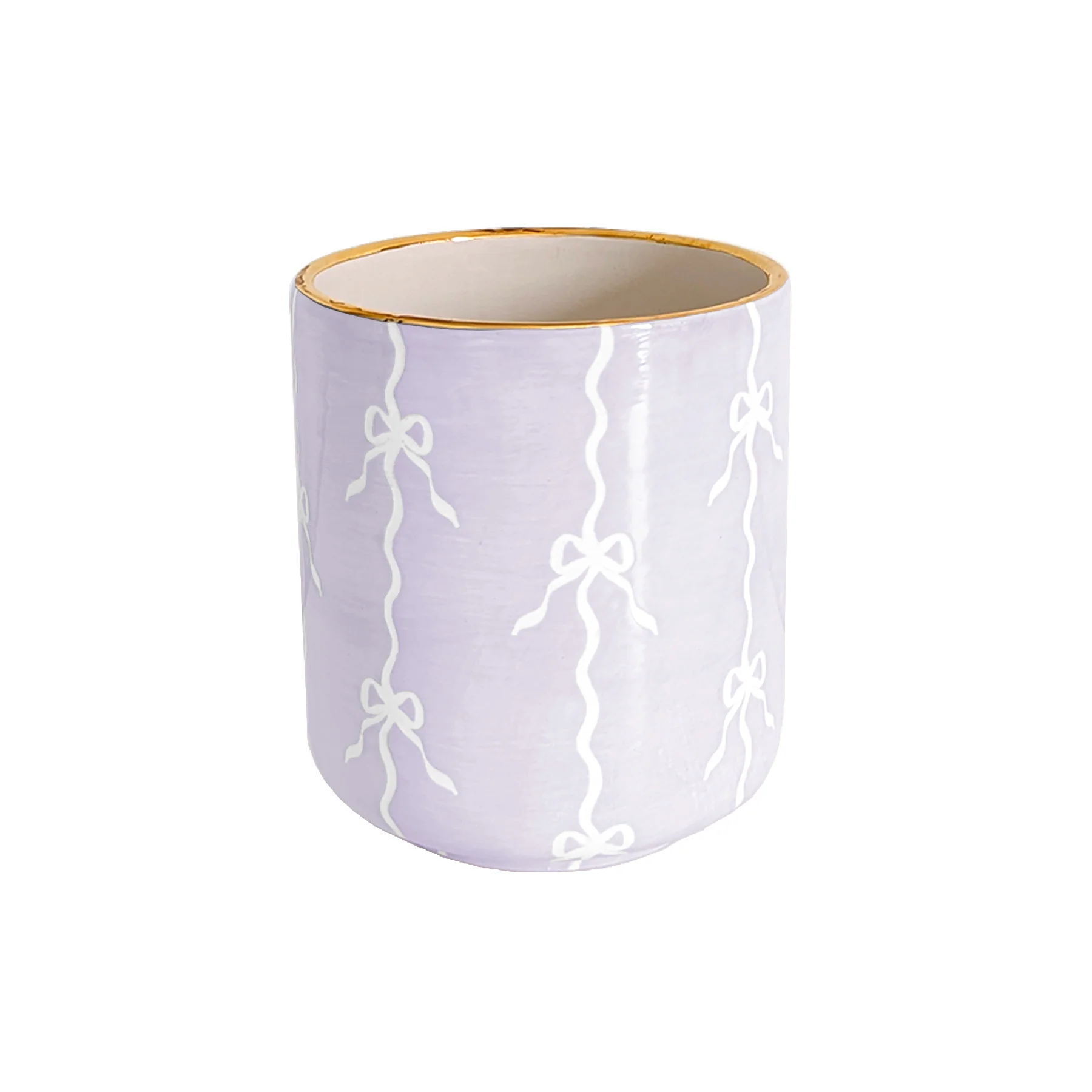 Bow Stripe Vase with 22K Gold Accent - Image 14