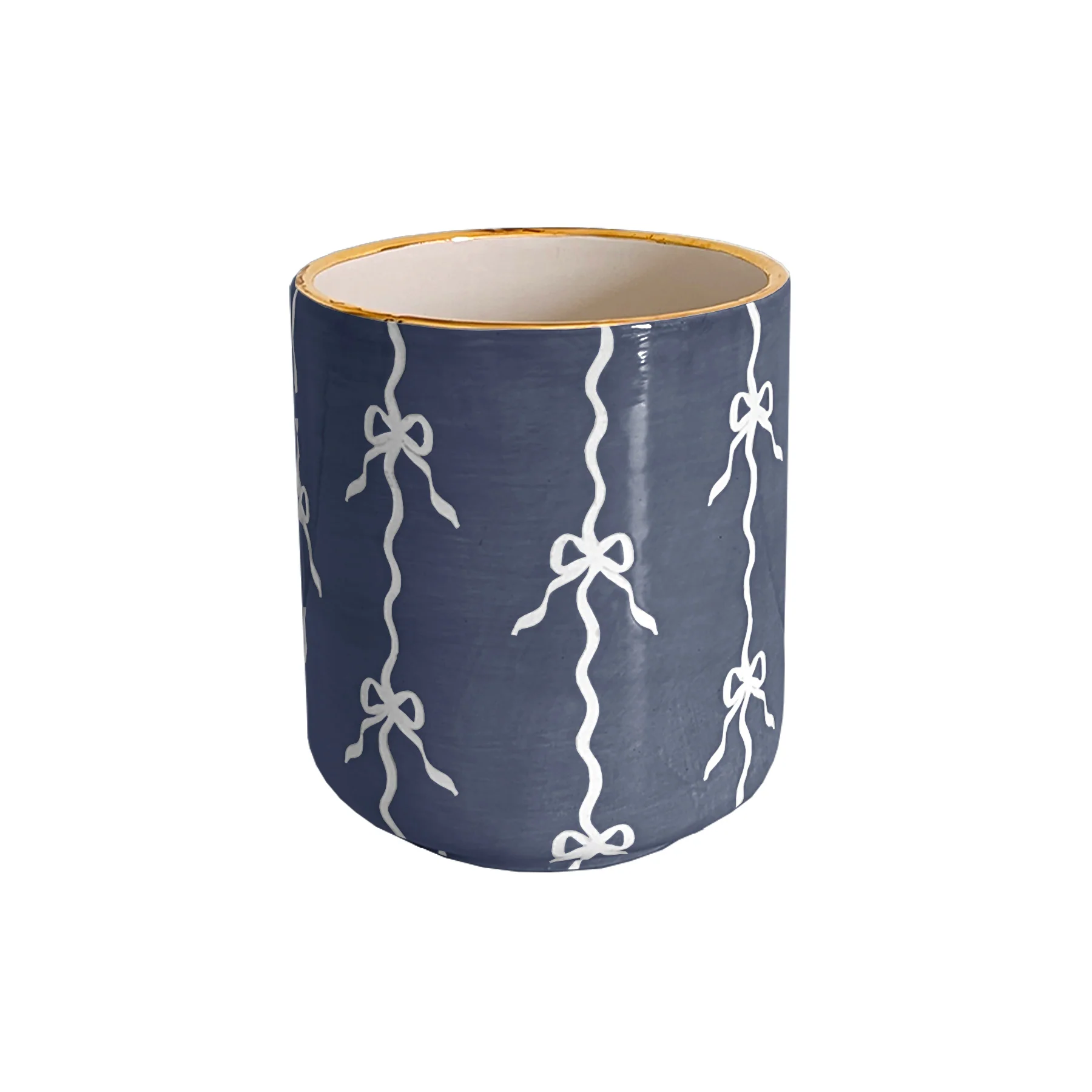 Bow Stripe Vase with 22K Gold Accent - Image 16