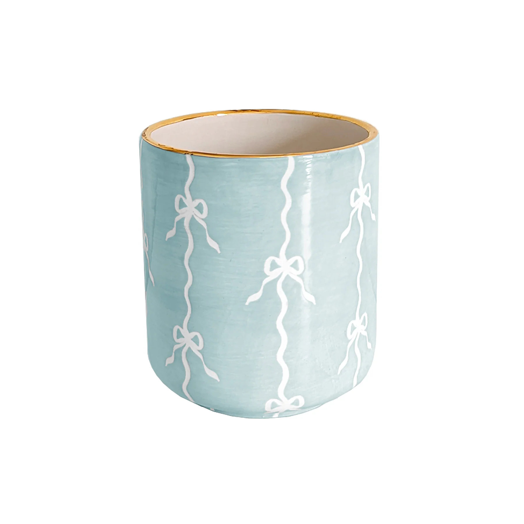 Bow Stripe Vase with 22K Gold Accent - Image 18