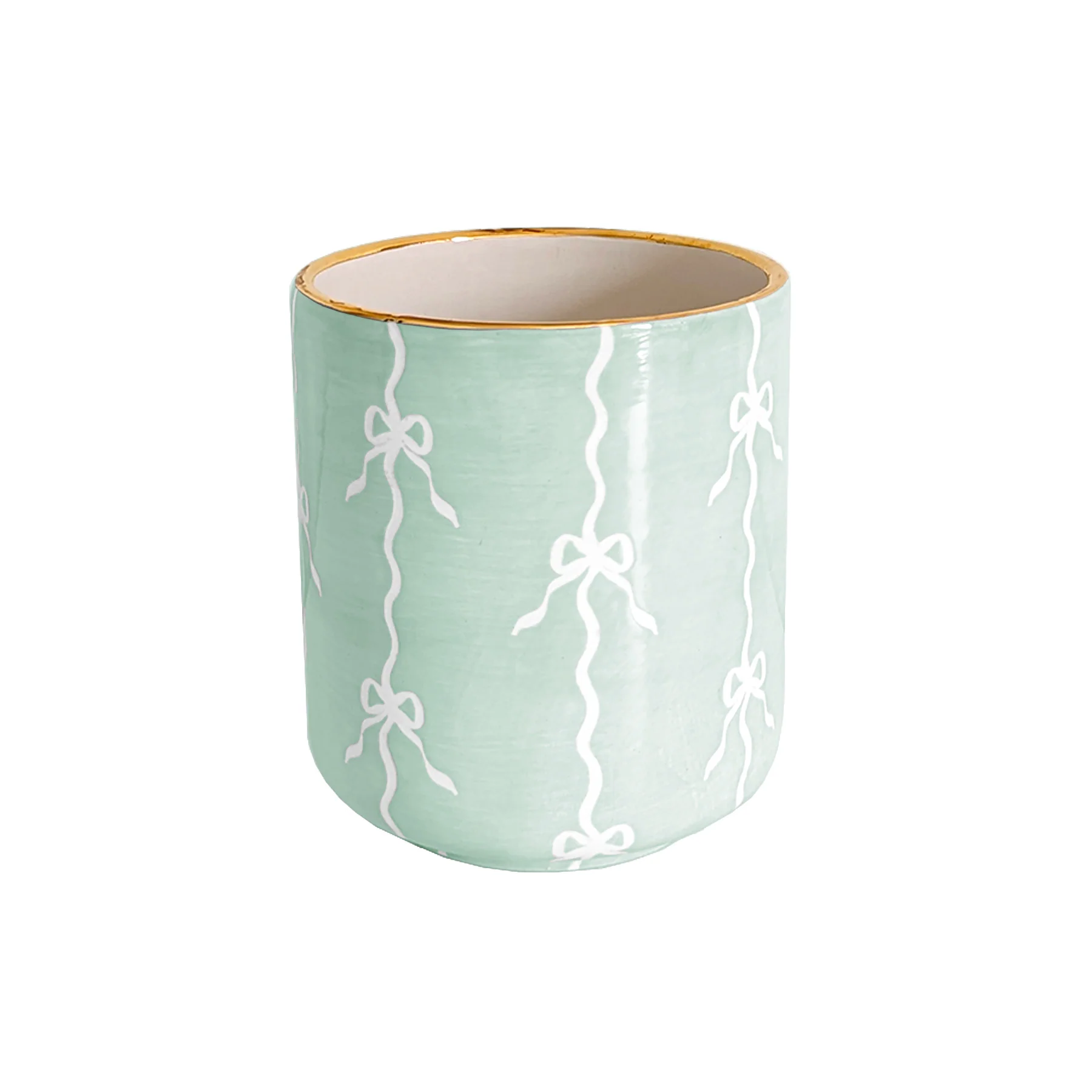 Bow Stripe Vase with 22K Gold Accent - Image 20