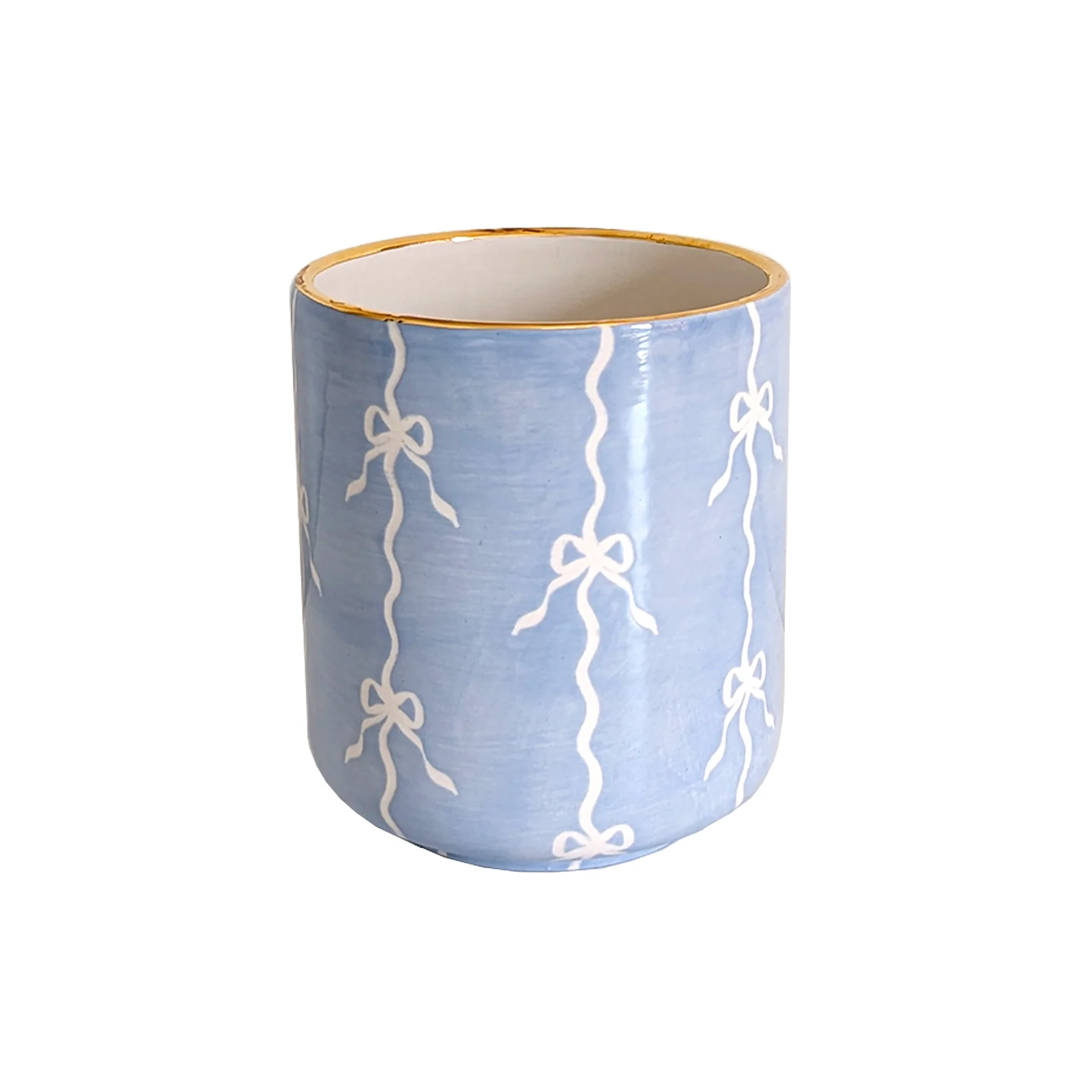 Bow Stripe Vase with 22K Gold Accent - Image 21