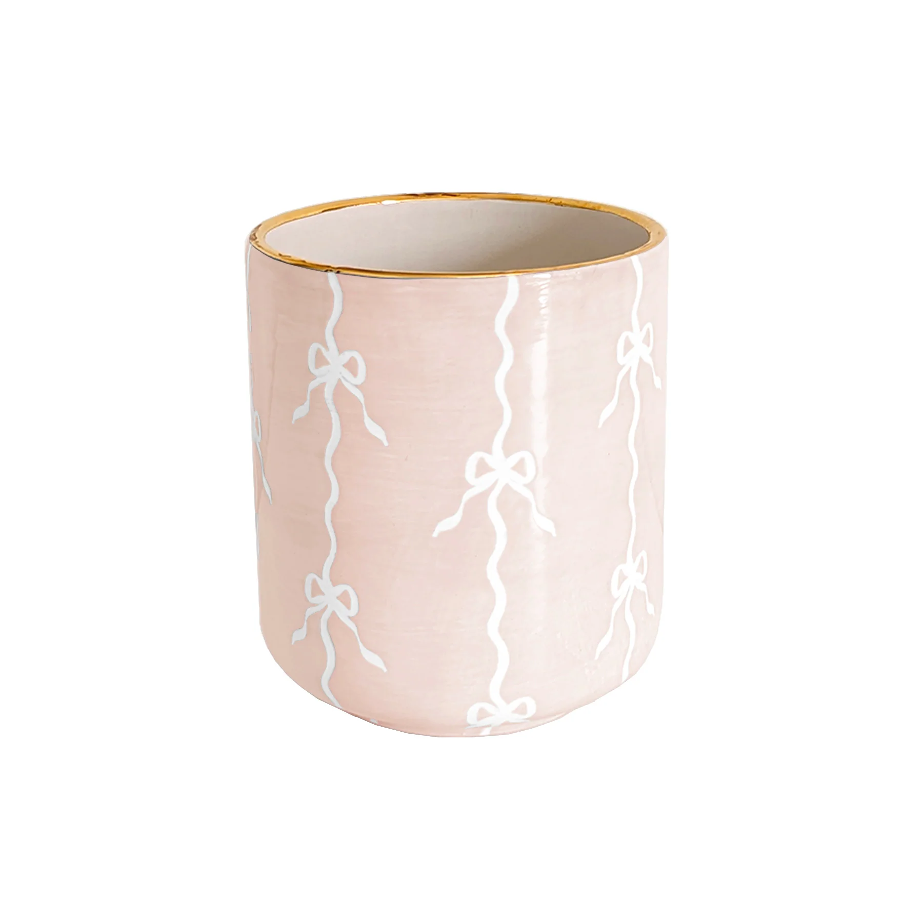 Bow Stripe Vase with 22K Gold Accent - Image 4