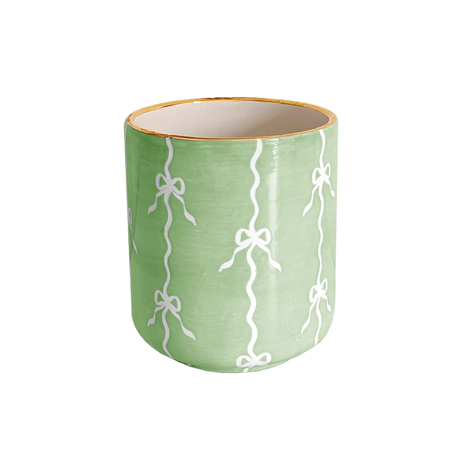 Bow Stripe Vase with 22K Gold Accent - Image 6