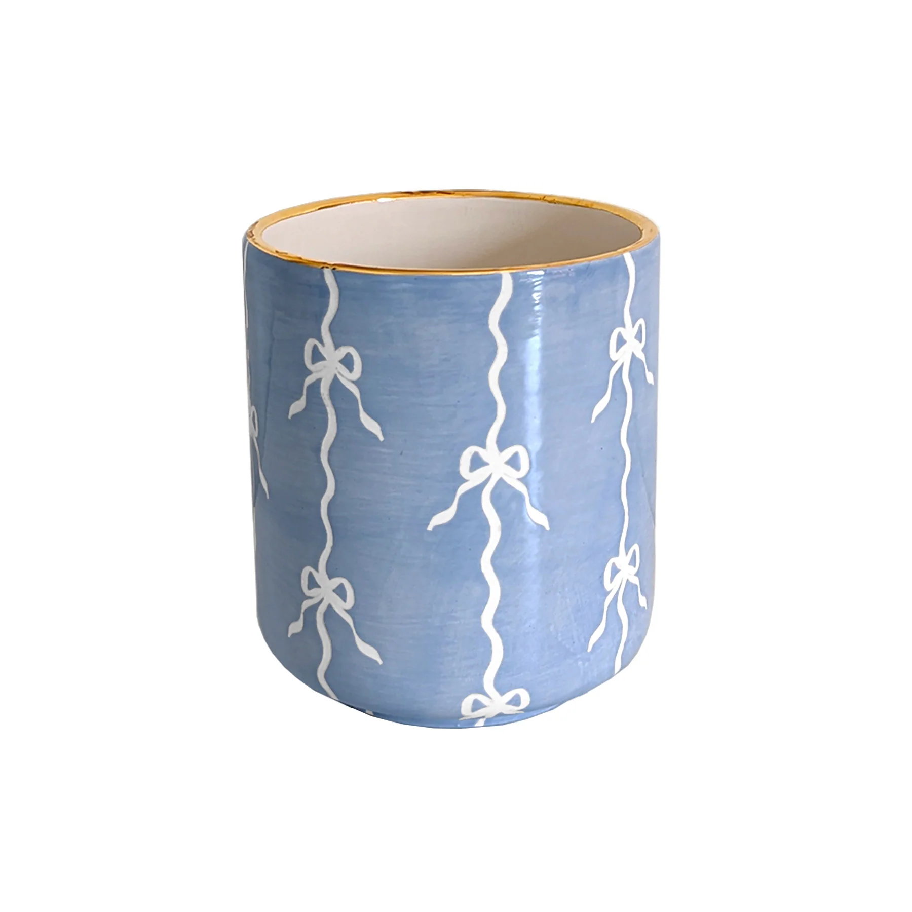 Bow Stripe Vase with 22K Gold Accent - Image 9