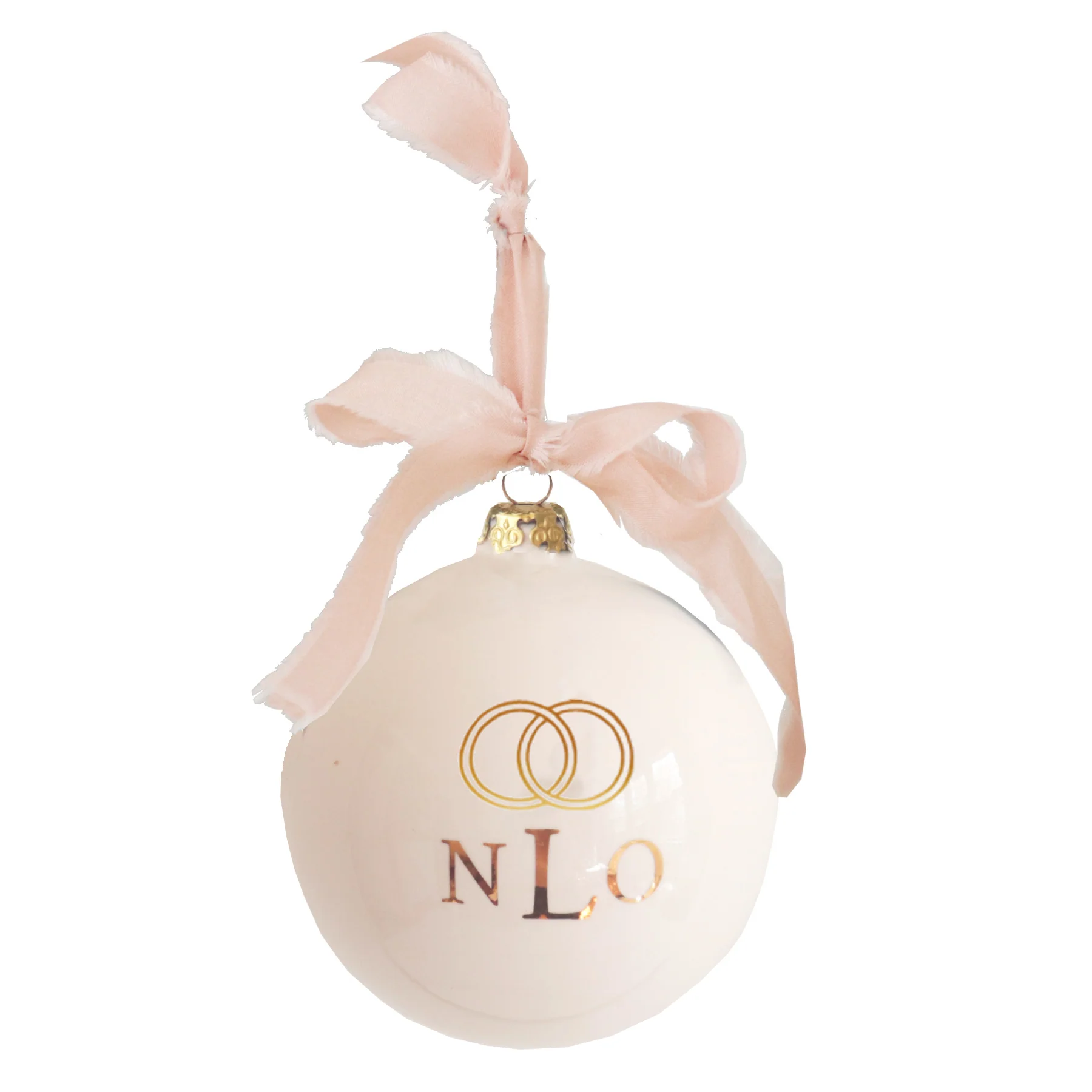 Monogrammed Keepsake Ornament- Wedding with Simple Bands - Image 5